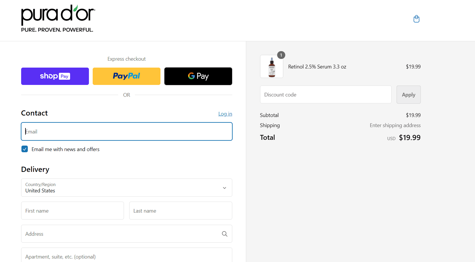 How to apply PURA D'OR coupon code